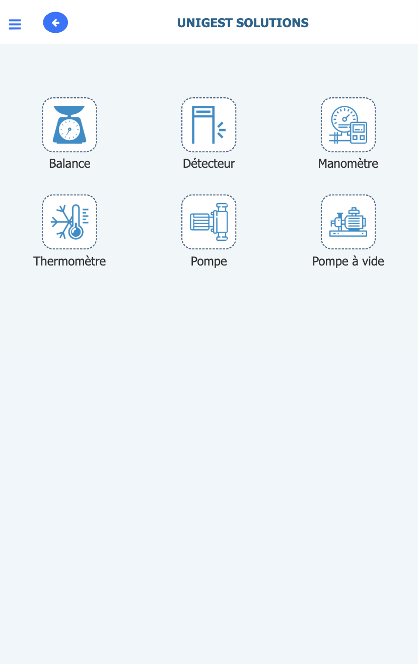 Application Climlab — écran de contrôle d'outils sur smartphone